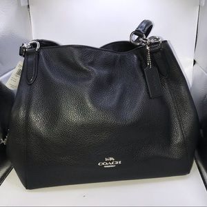 COACH black pebble leather Hallie